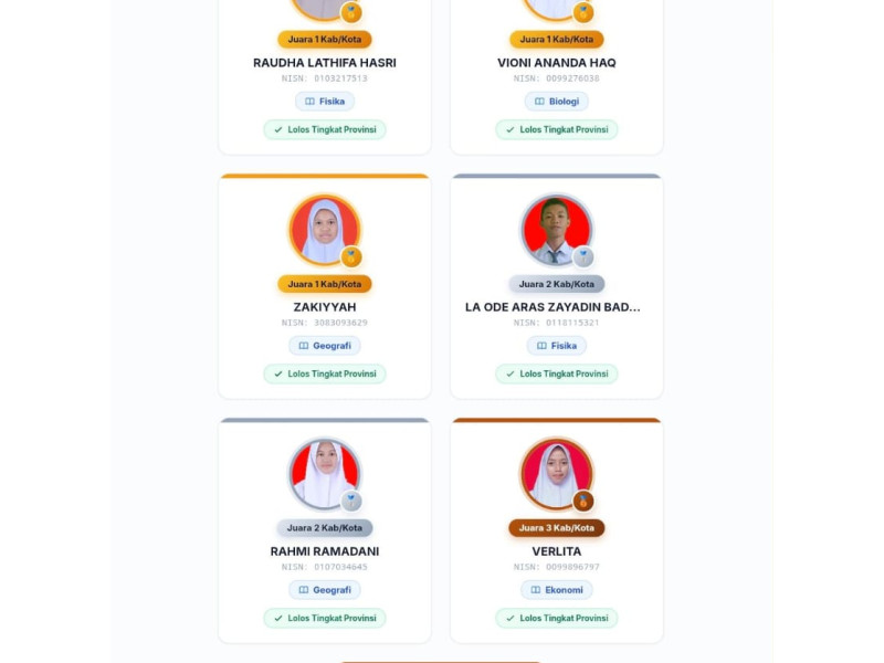 7 Murid MAN 1 Baubau Lolos OMI ke Tk. Provinsi, Wakili Empat Mata Pelajaran 