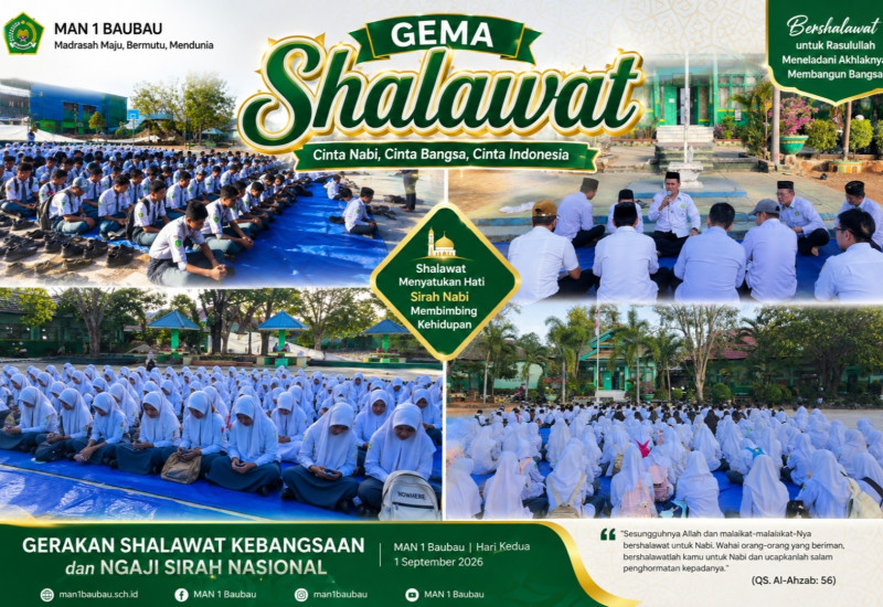 Hari Kedua Gerakan Shalawat Kebangsaan dan Ngaji Sirah Nasional di MAN 1 Baubau, Tanamkan Kecintaan kepada Nabi Muhammad SAW