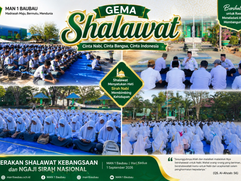 Hari Kedua Gerakan Shalawat Kebangsaan dan Ngaji Sirah Nasional di MAN 1 Baubau, Tanamkan Kecintaan kepada Nabi Muhammad SAW